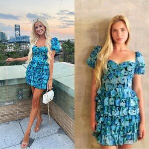 ROTATE BIRGER CHRISTENSEN Ibiza Floral Print Ruffle Dress